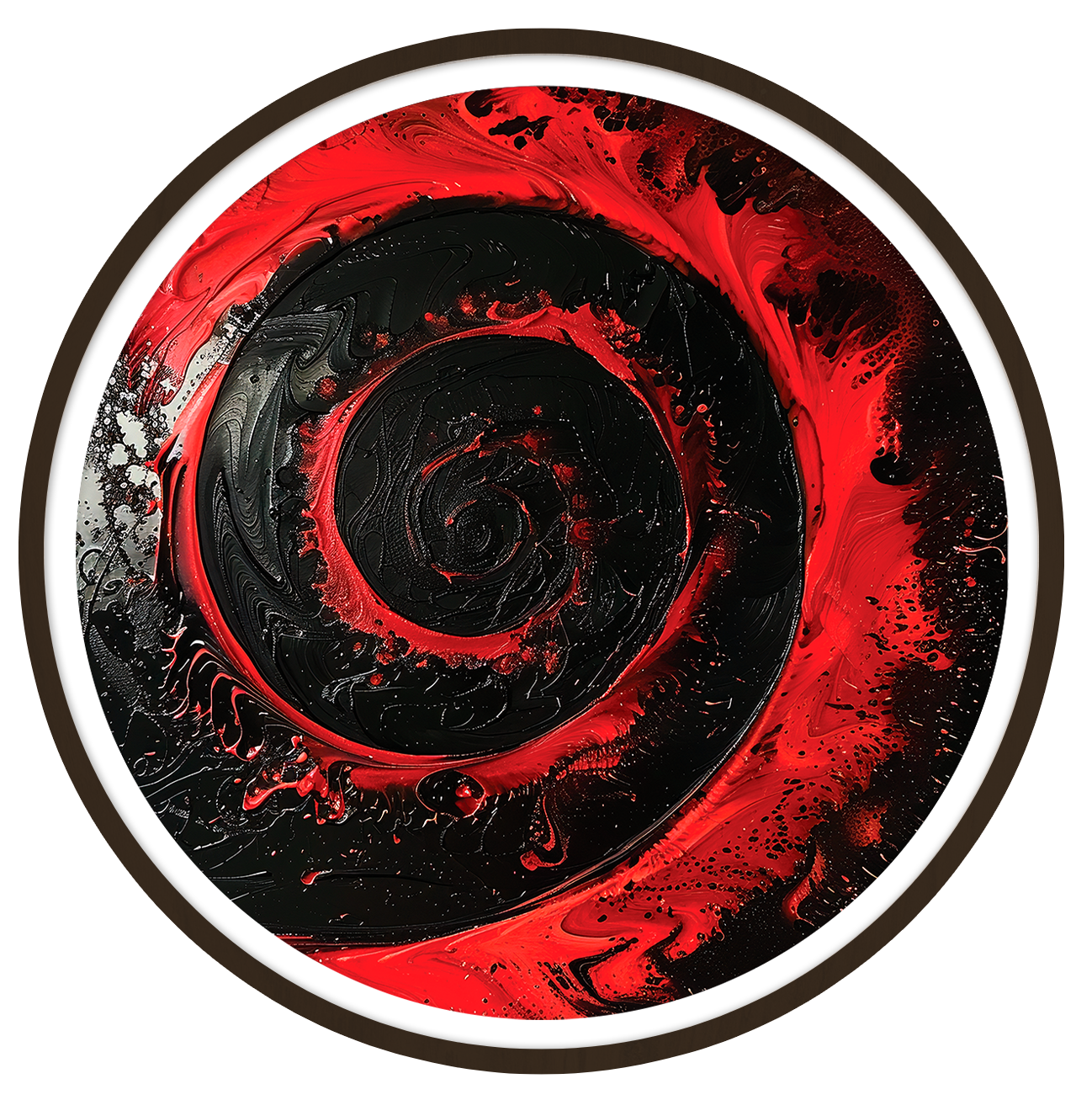 Crimson spiral round wall art