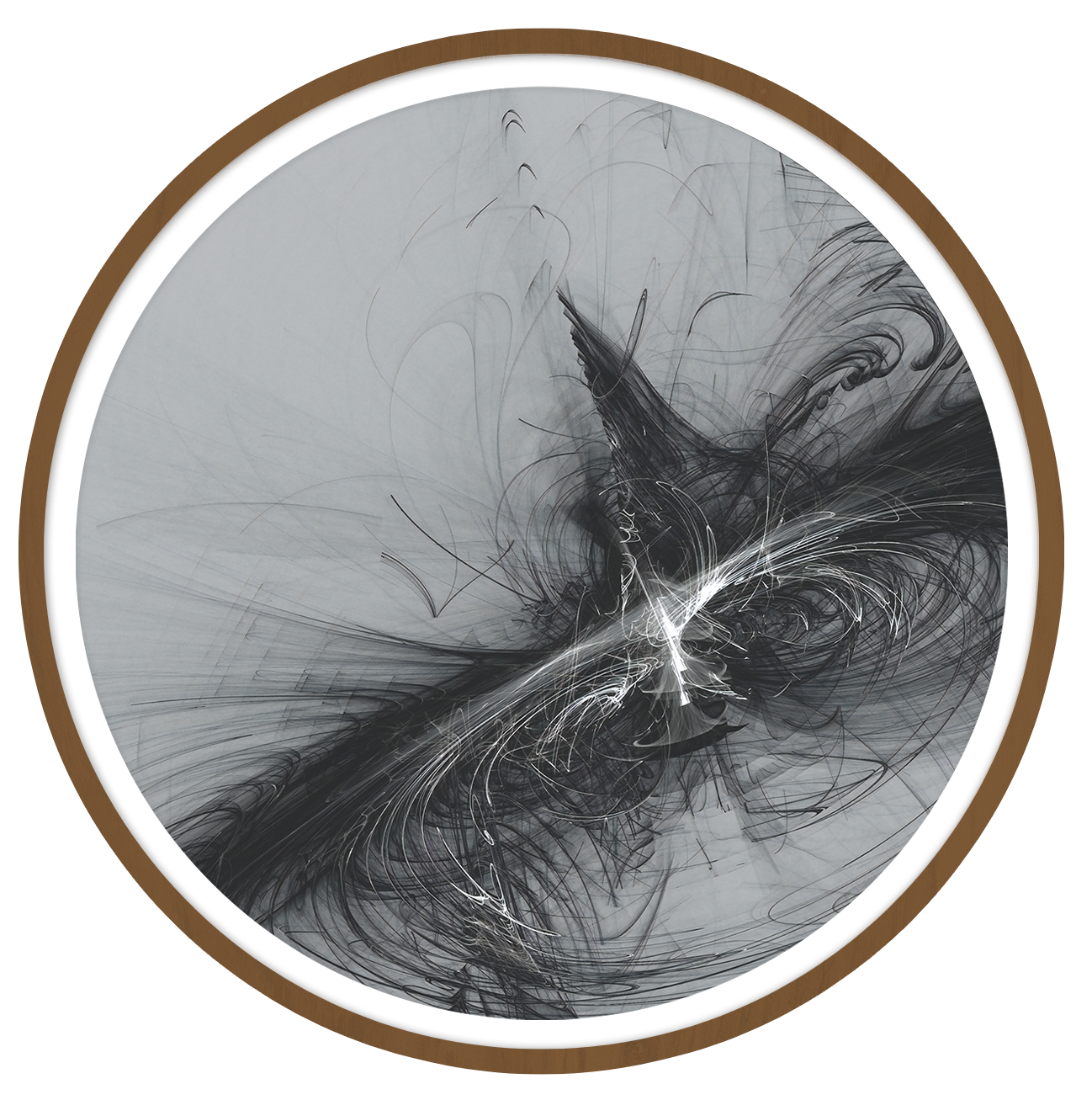 Dark vortex framed in 12in round wooden frame by Gonz.Art