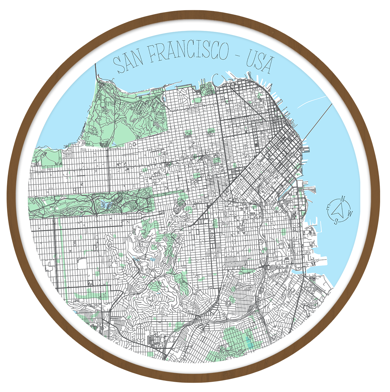 San Francisco round wall art