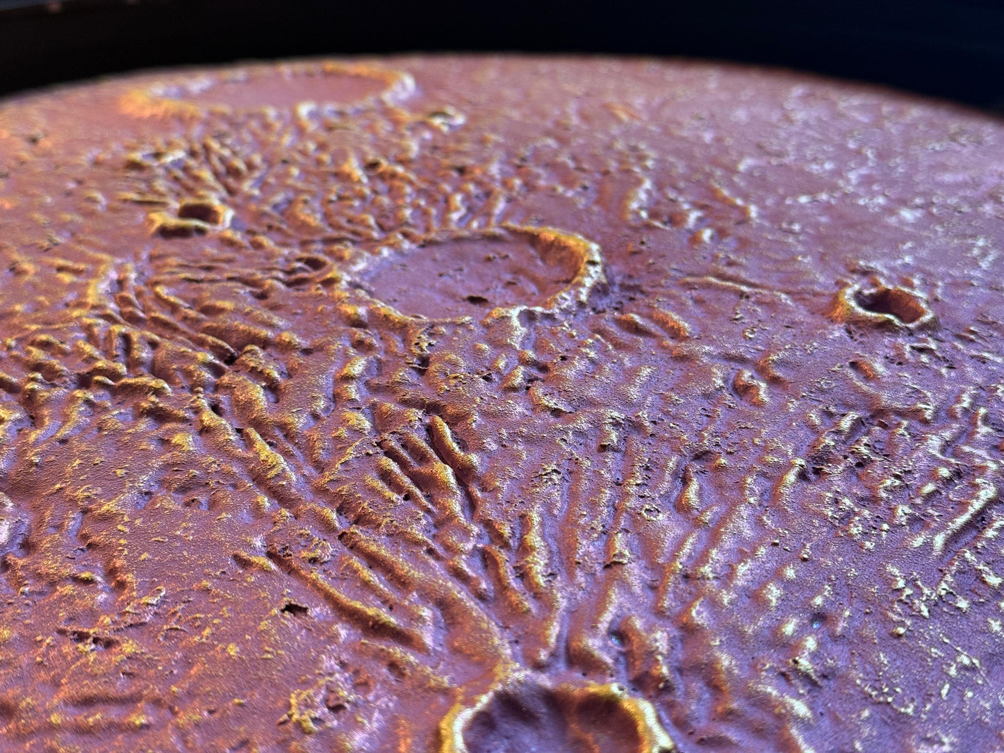 Copper Orbit Moon Round Wall Art