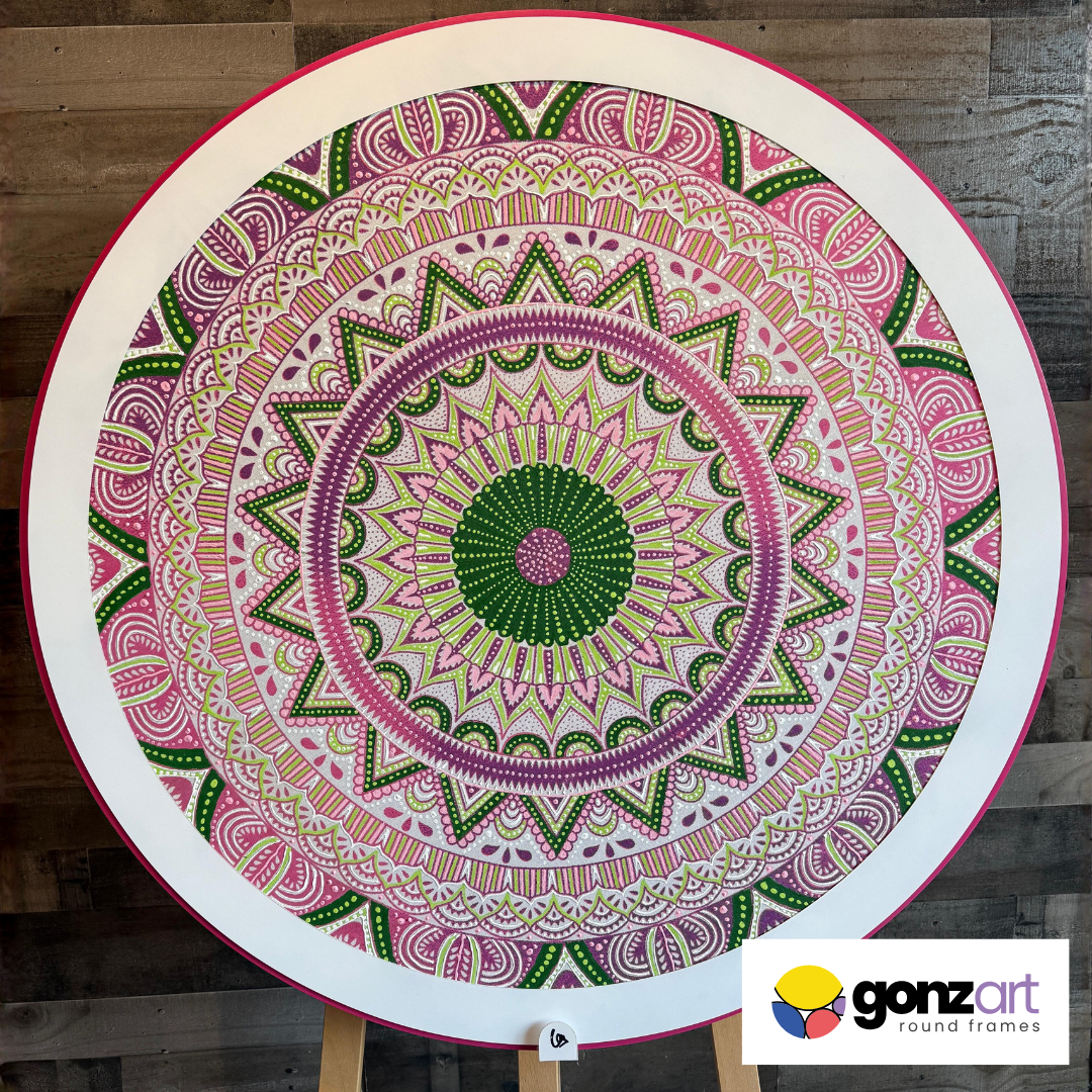 Rose-Green Aura Round Wall Art