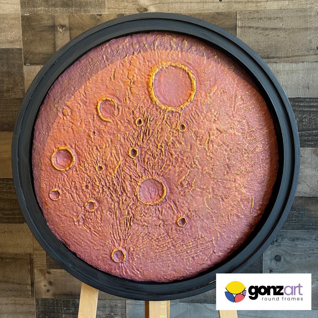 Copper Orbit Moon Round Wall Art