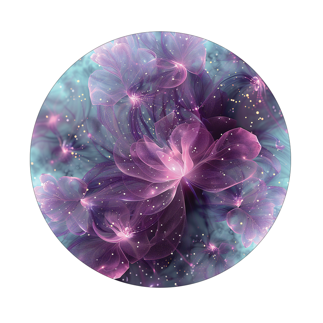 Purple blosoom round wall art