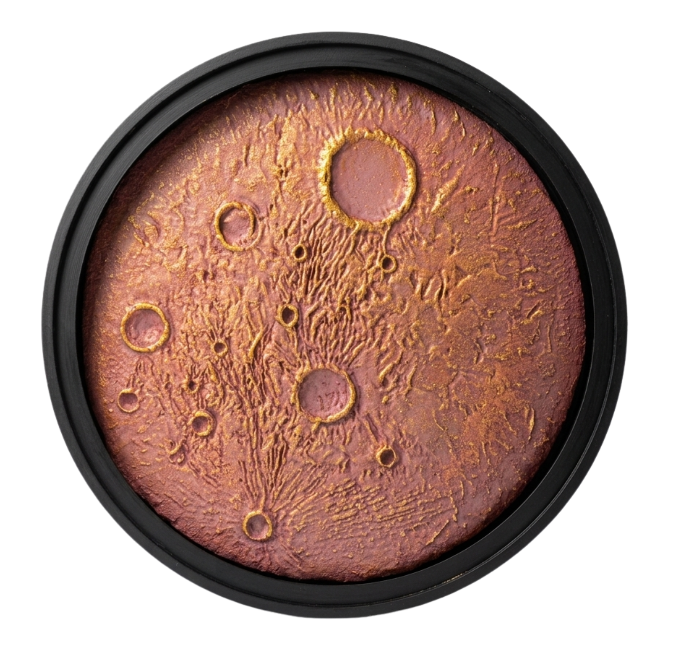 Copper Orbit Moon Round Wall Art