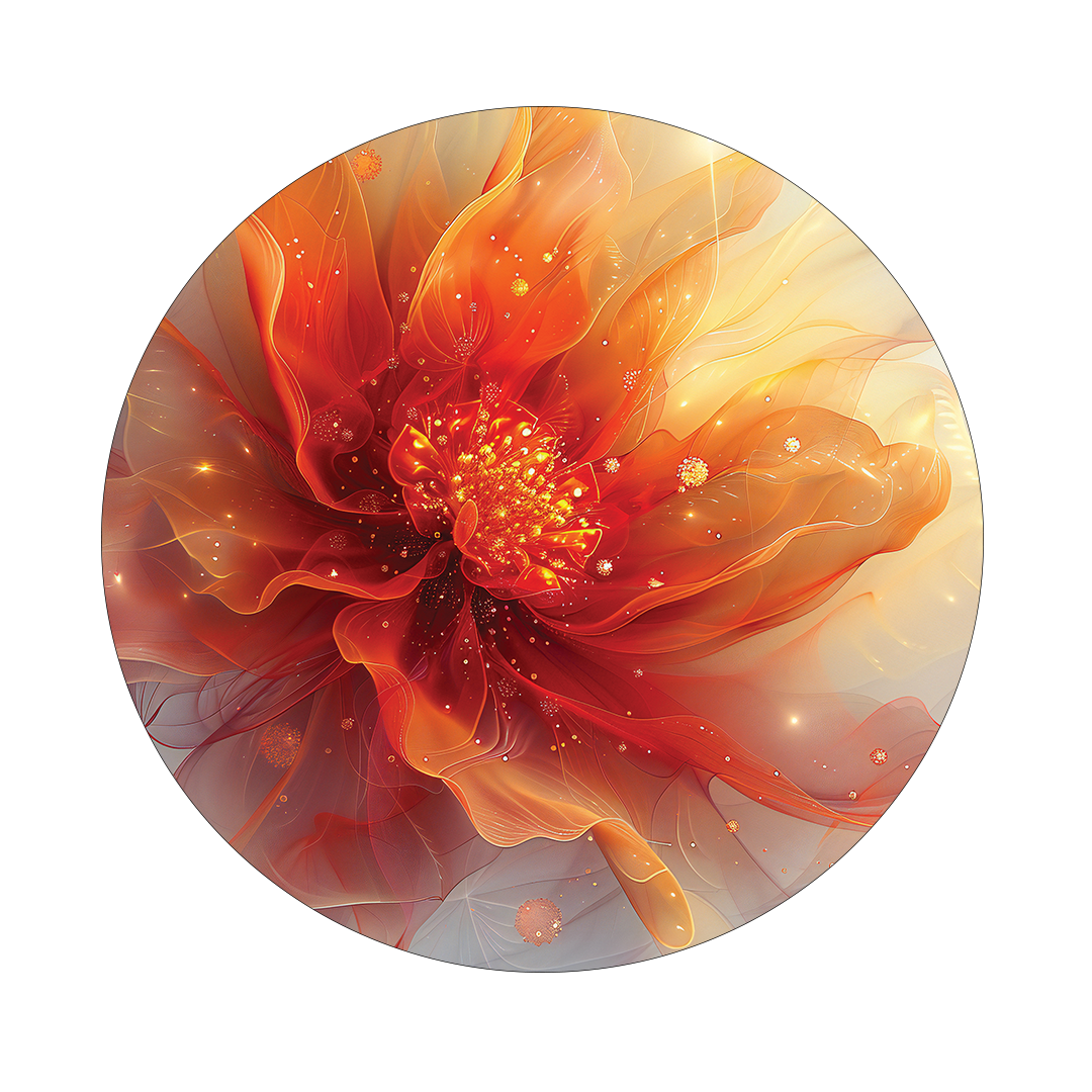 Fire blossom round wall art