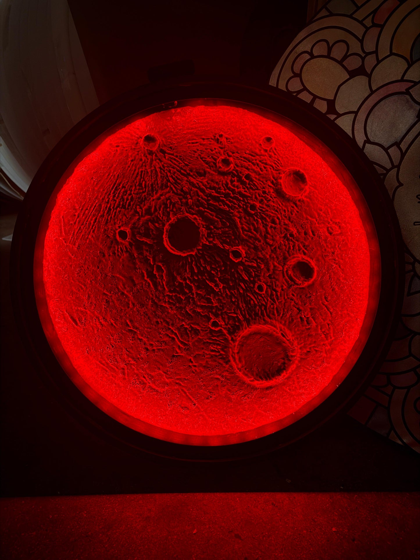 Copper Orbit Moon Round Wall Art
