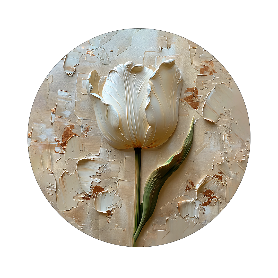 Tulip framed round wall art