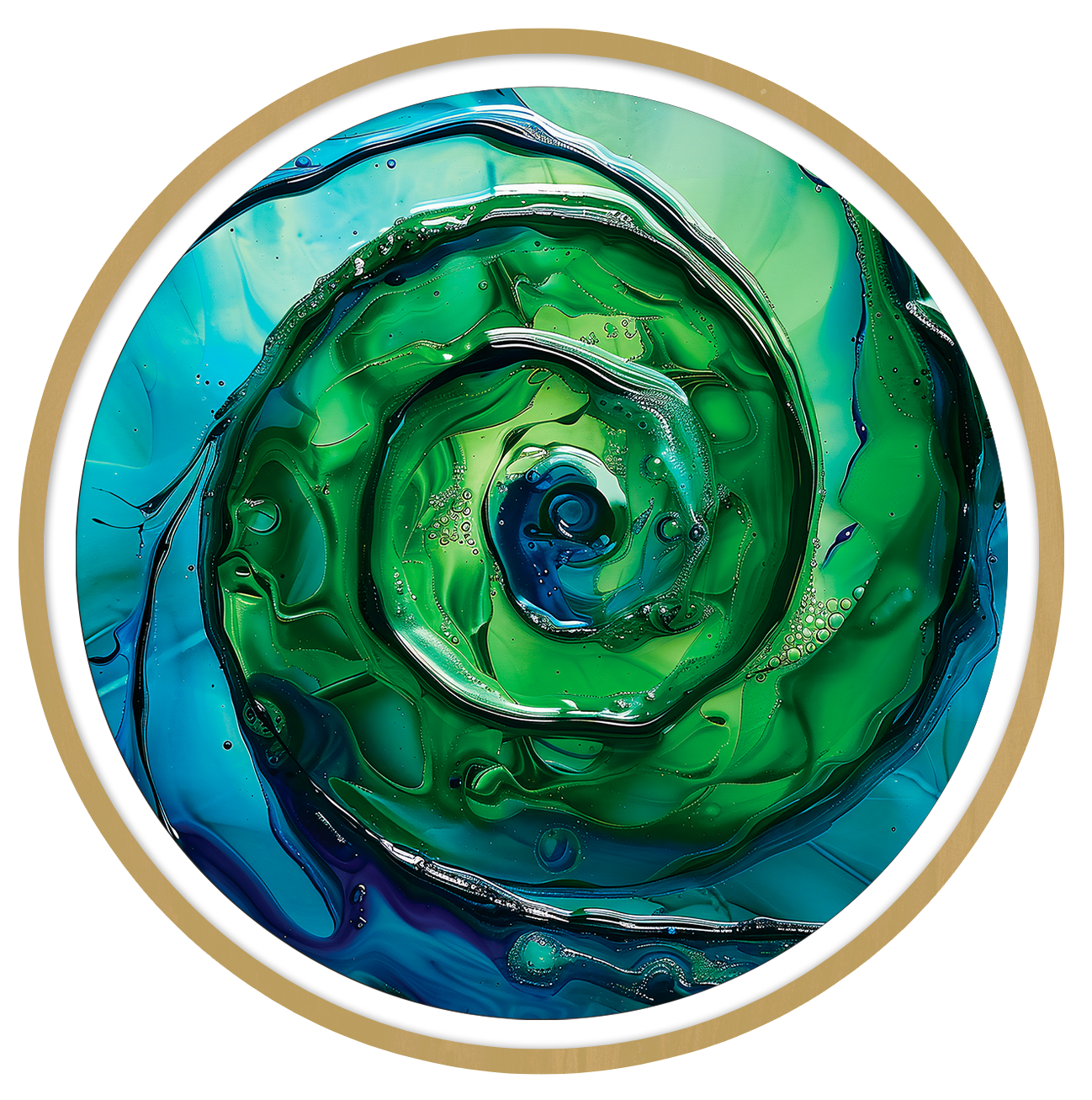 Aquatic Spiral round wall art