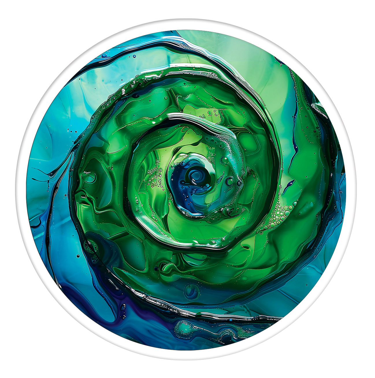 Aquatic Spiral round wall art