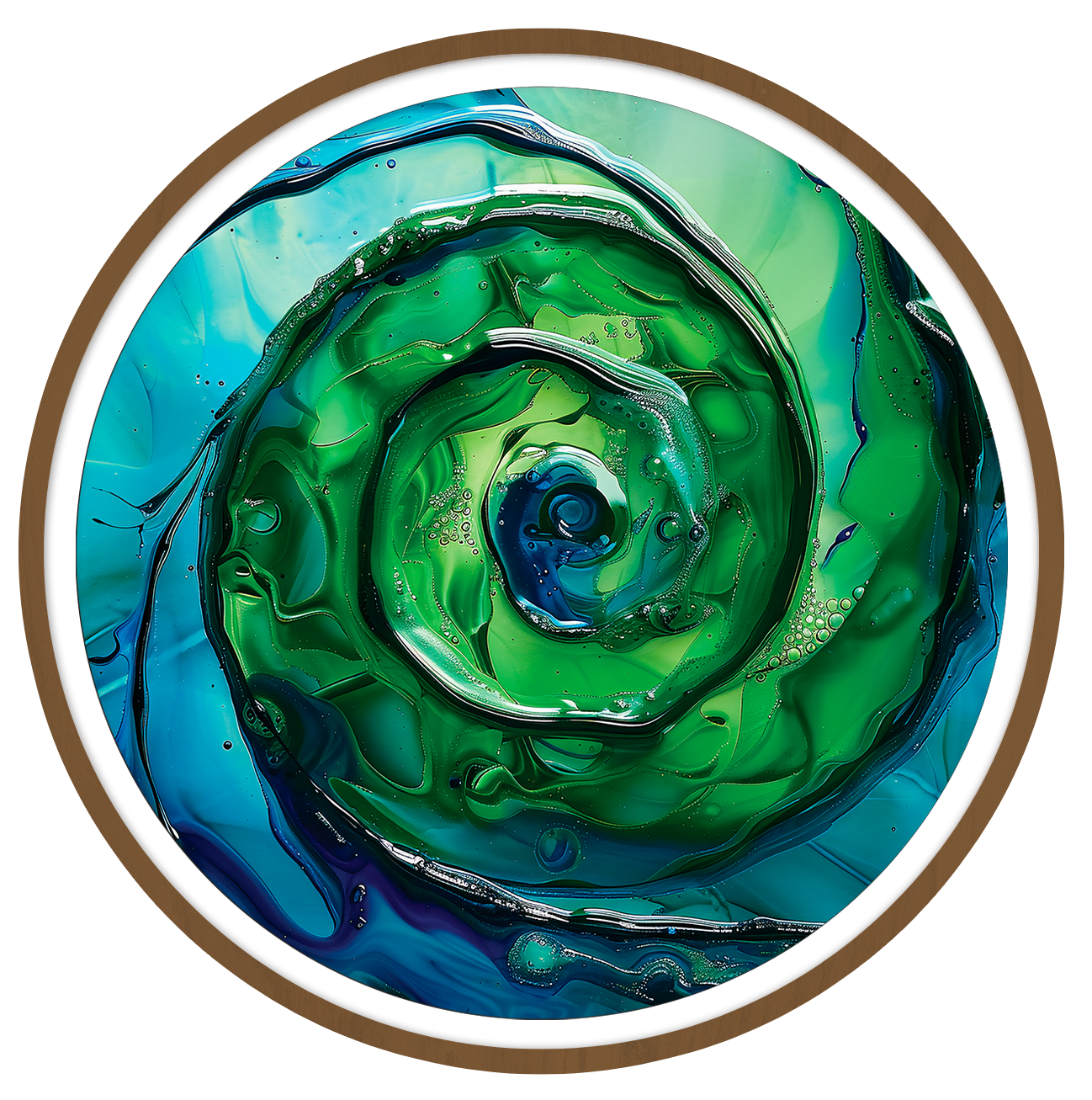 Aquatic Spiral round wall art