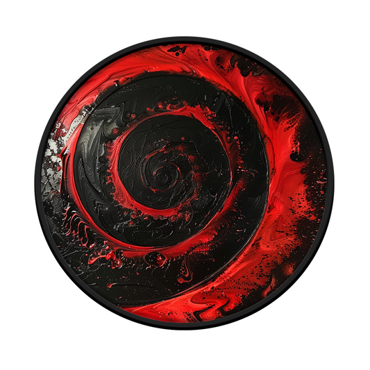 Crimson spiral framed round wooden frame by Gonz.Art