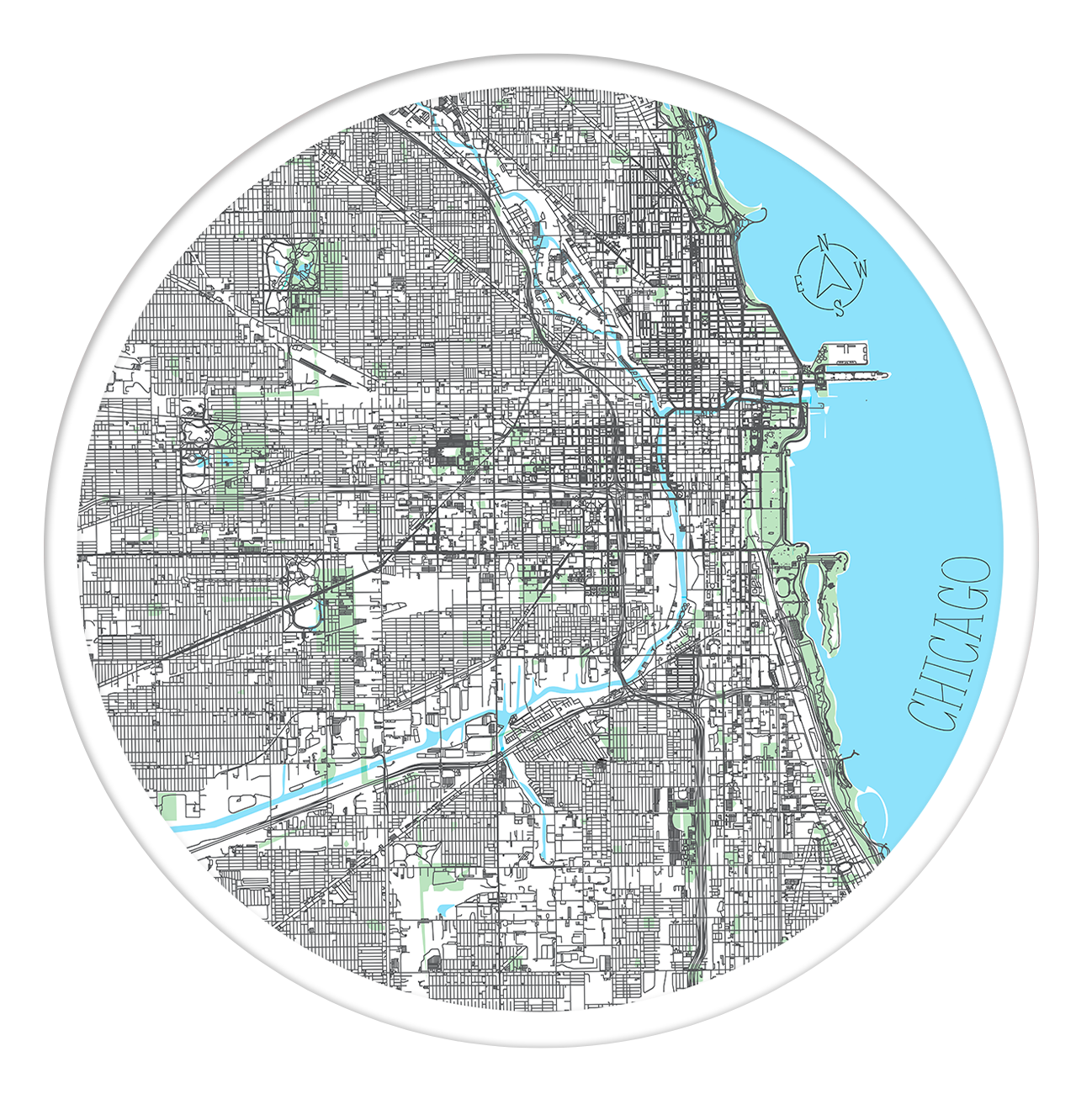Chicago round wall art
