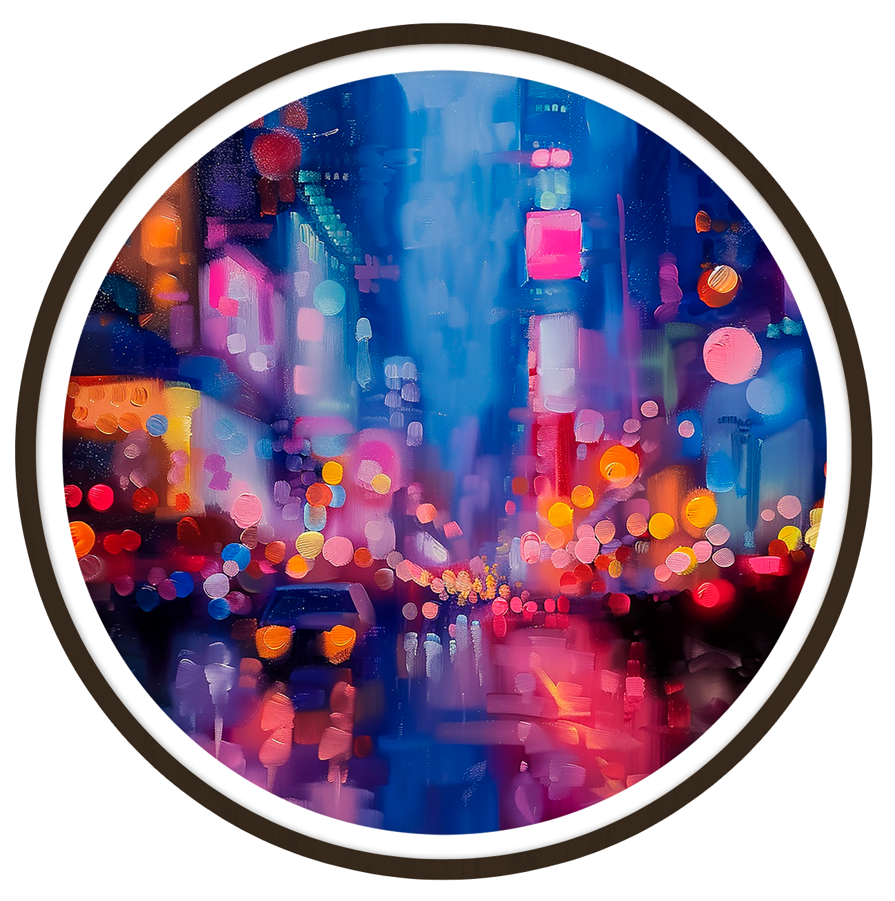 City glow round wall art