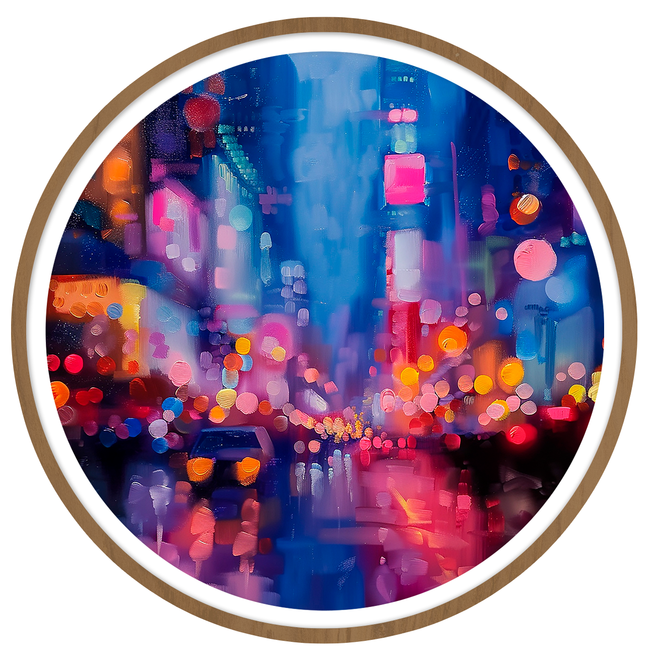 City glow round wall art