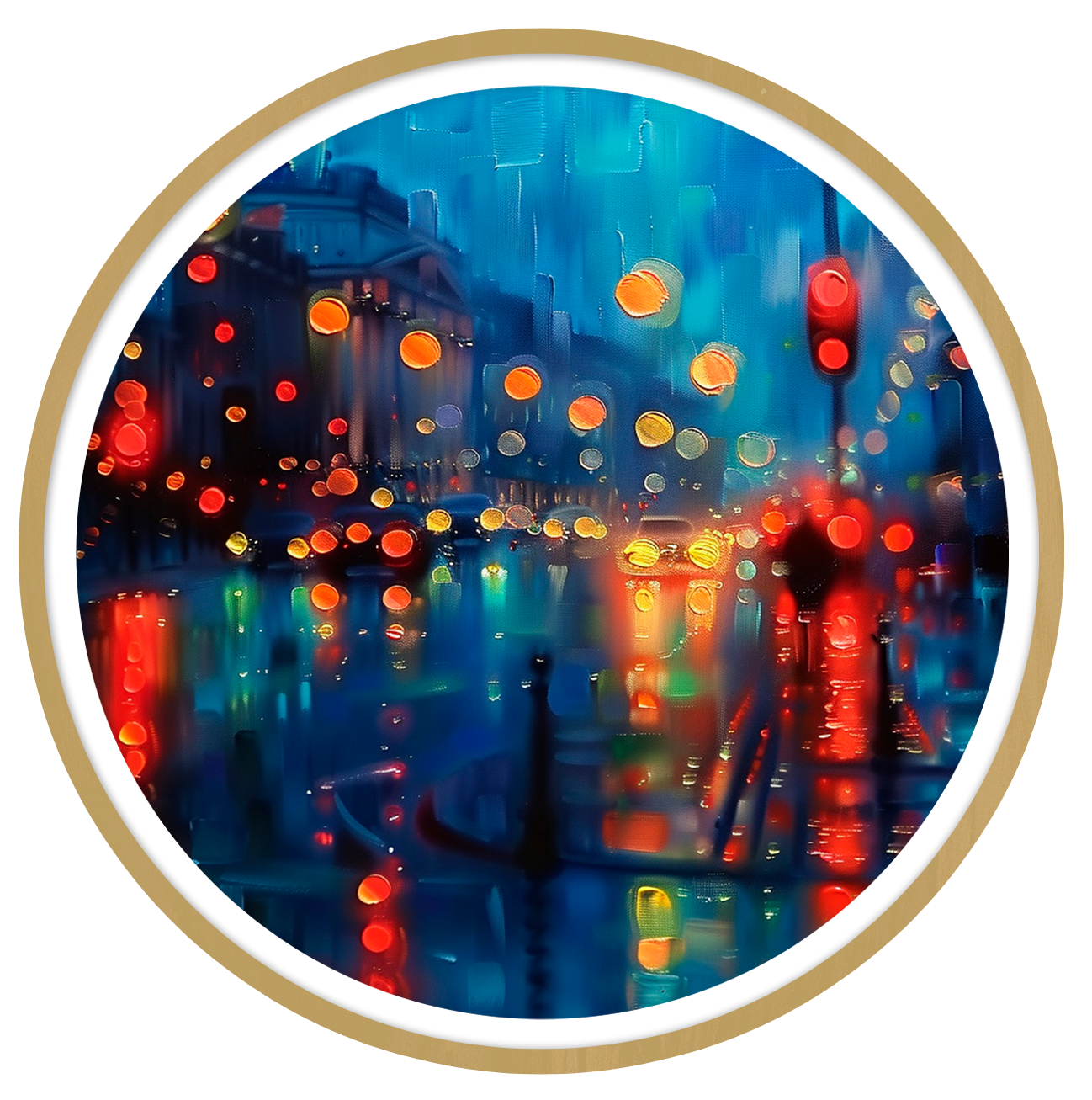 City lights round wall art