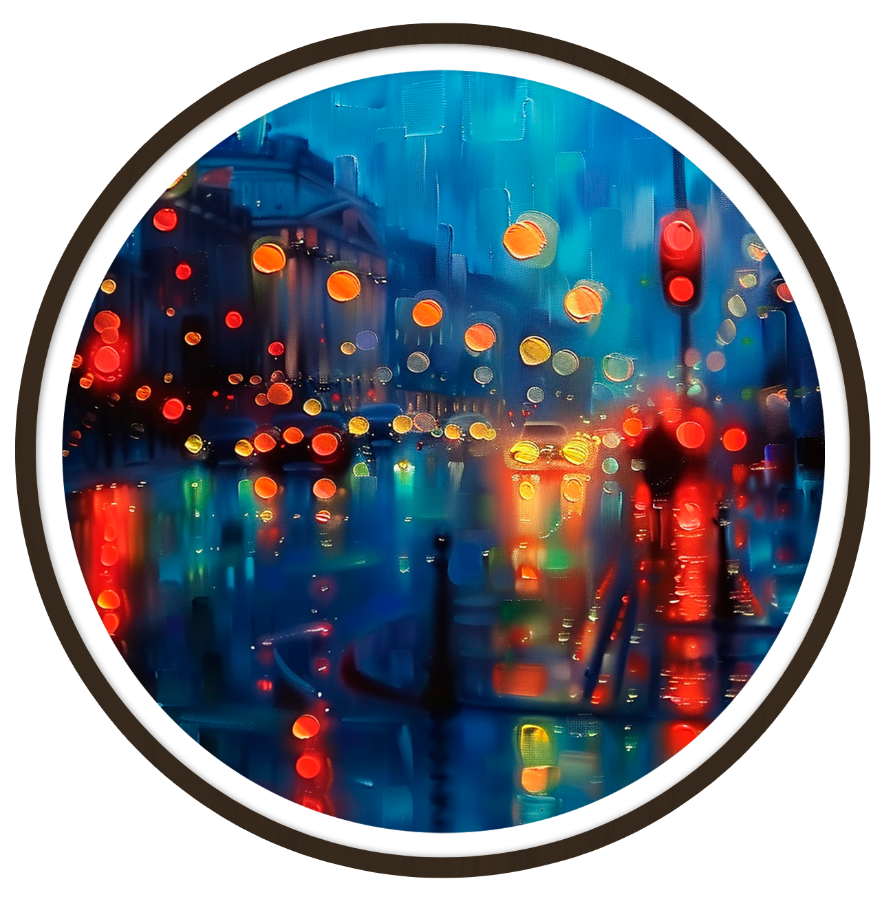 City lights round wall art