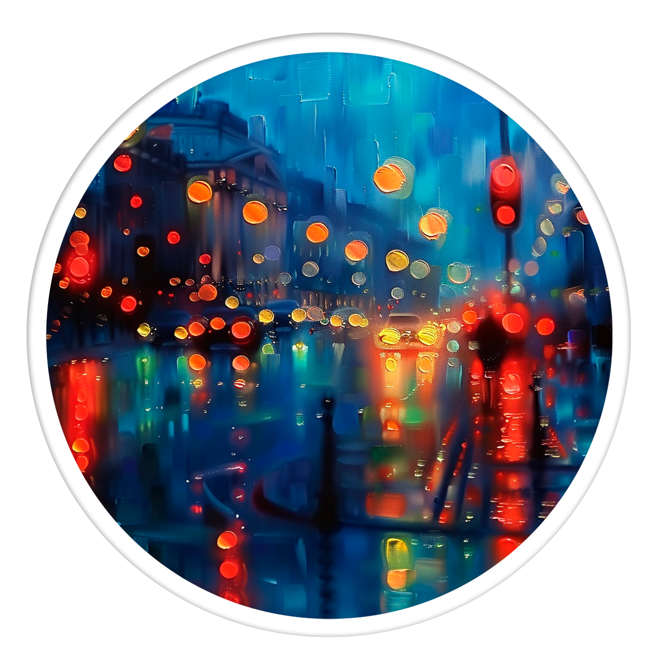 City lights round wall art