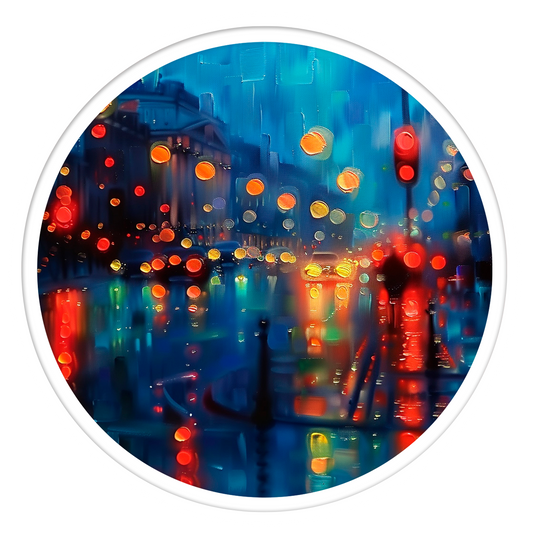 City lights round wall art