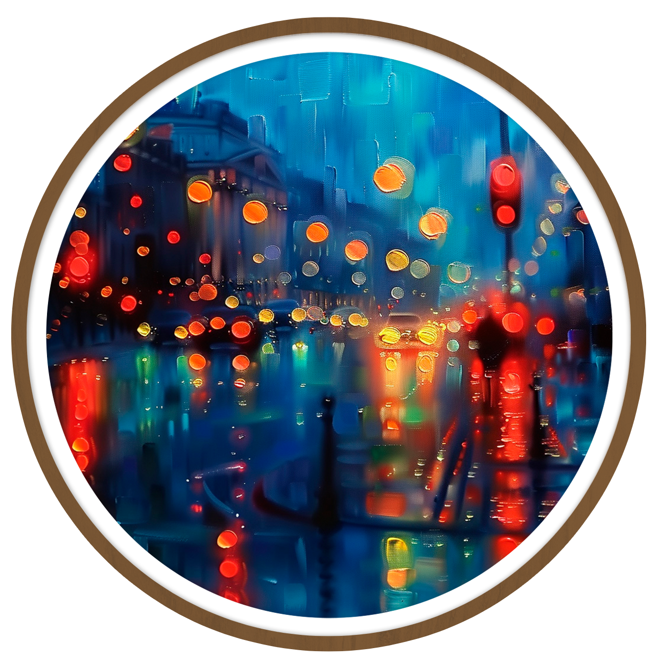 City lights round wall art