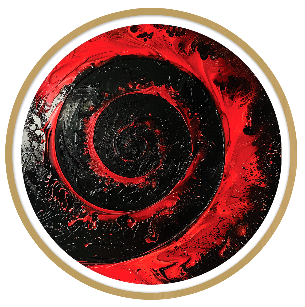 Crimson spiral round wall art