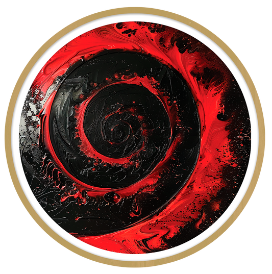 Crimson spiral round wall art