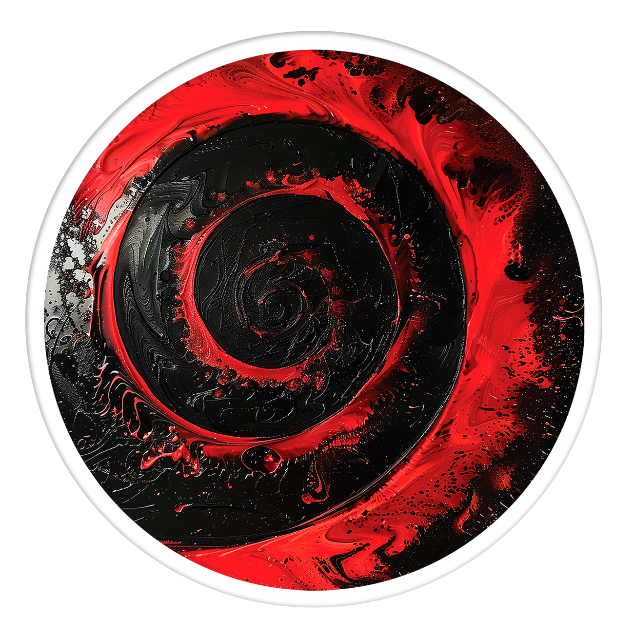 Crimson spiral round wall art