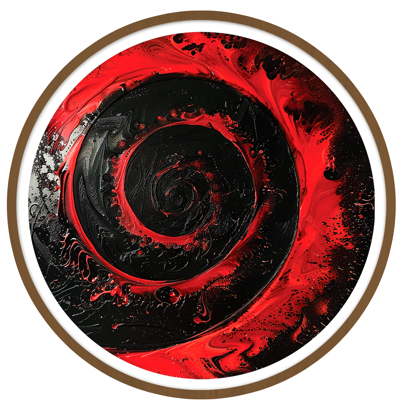 Crimson spiral round wall art