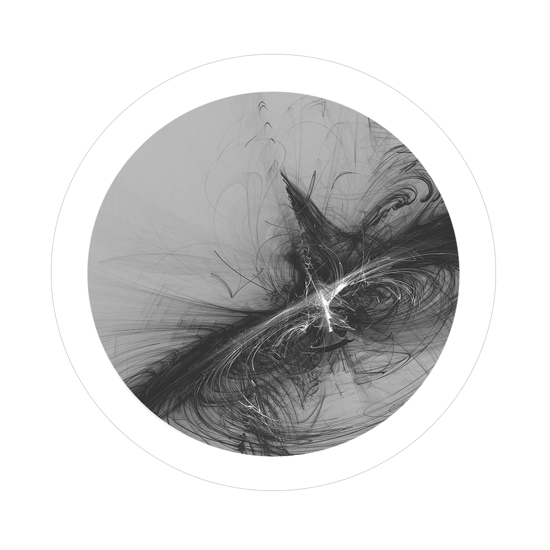 Dark vortex framed in 12in round wooden frame by Gonz.Art