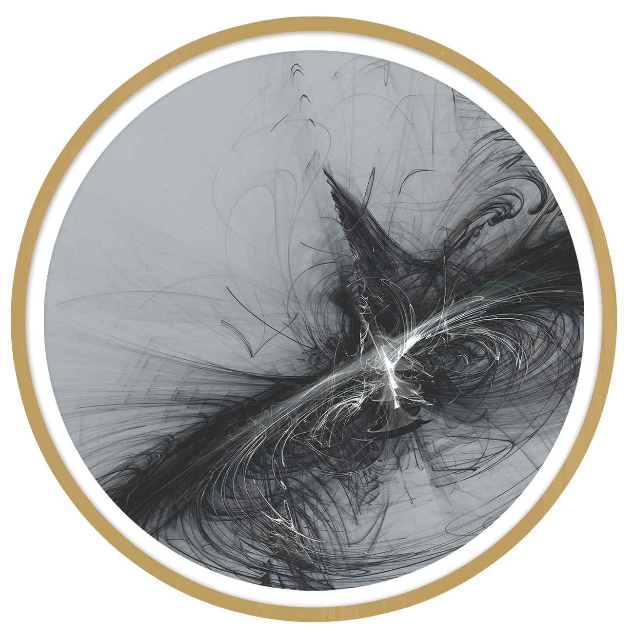 Dark vortex framed in 12in round wooden frame by Gonz.Art