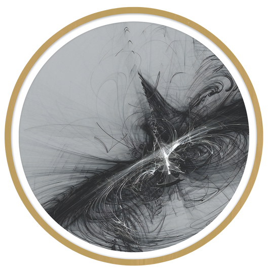 Dark vortex framed in 12in round wooden frame by Gonz.Art