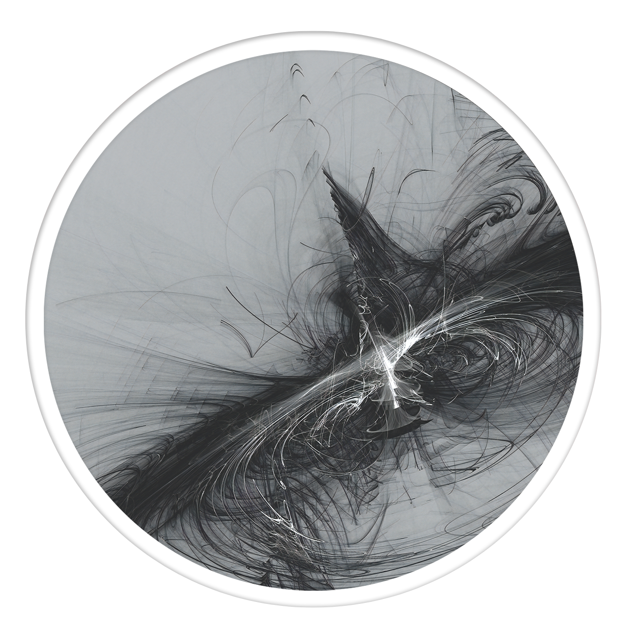 Dark vortex framed in 12in round wooden frame by Gonz.Art