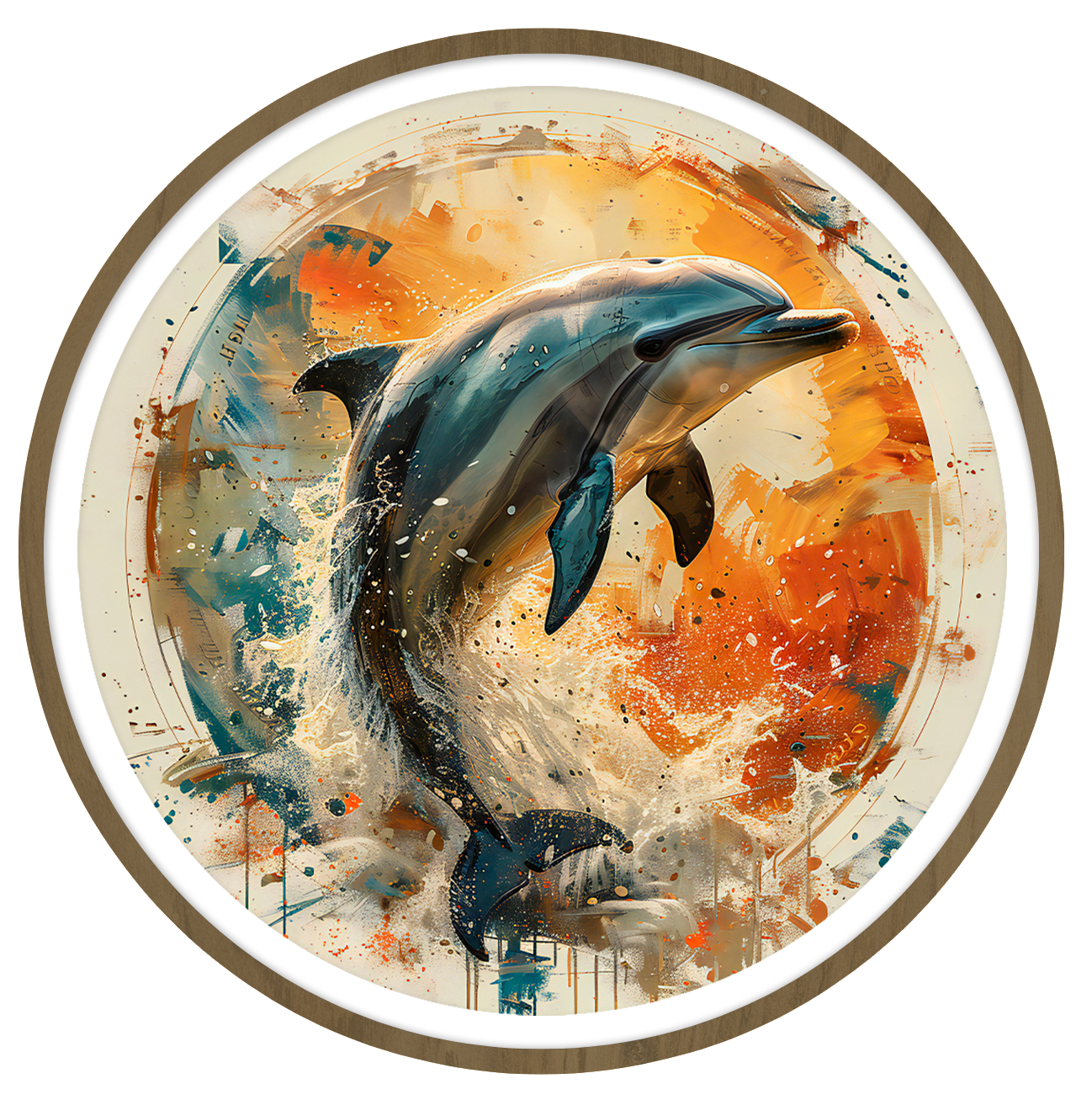 Dolphin round wall art