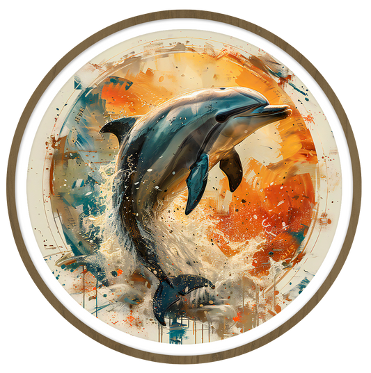 Dolphin round wall art