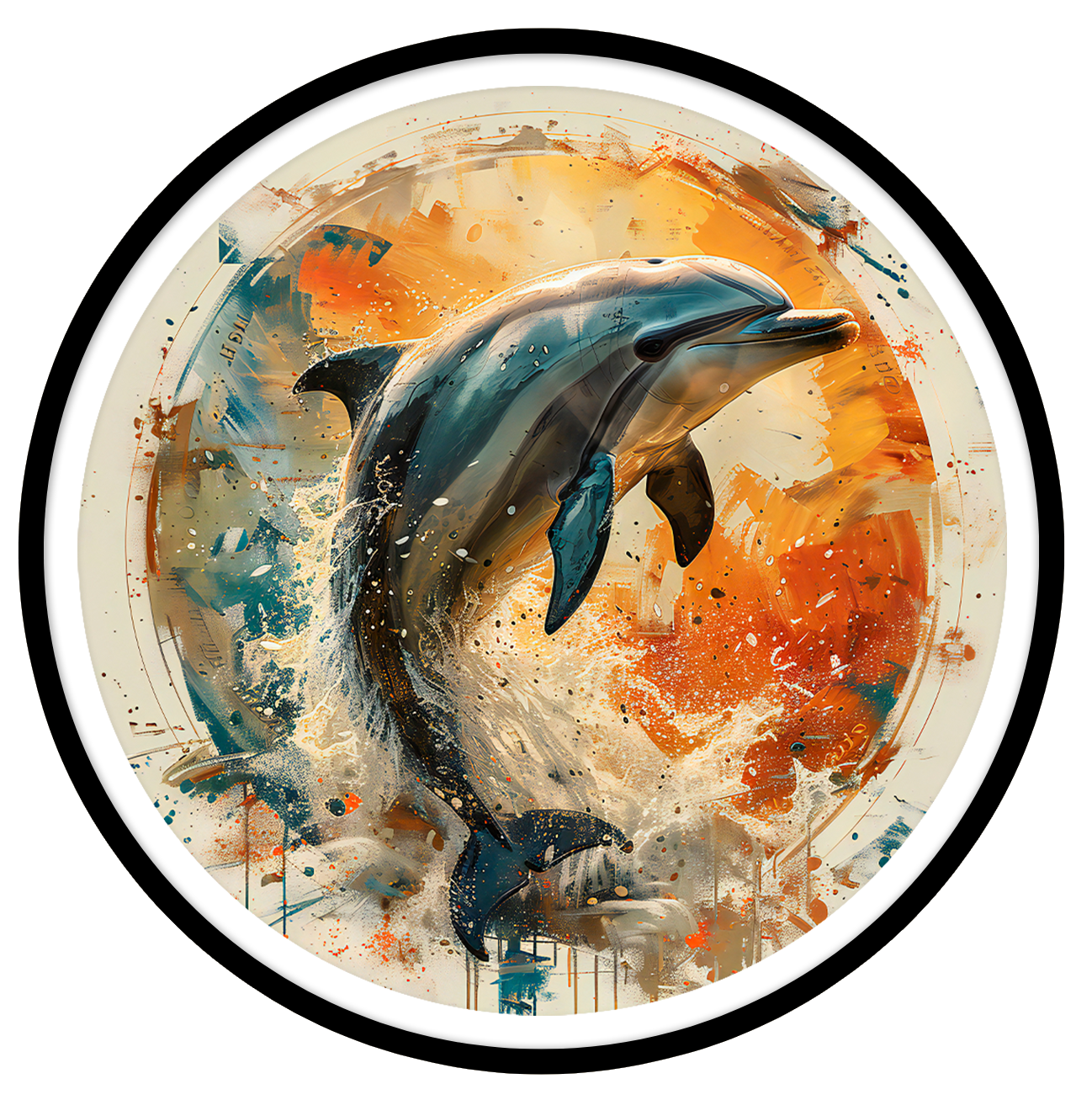 Dolphin round wall art