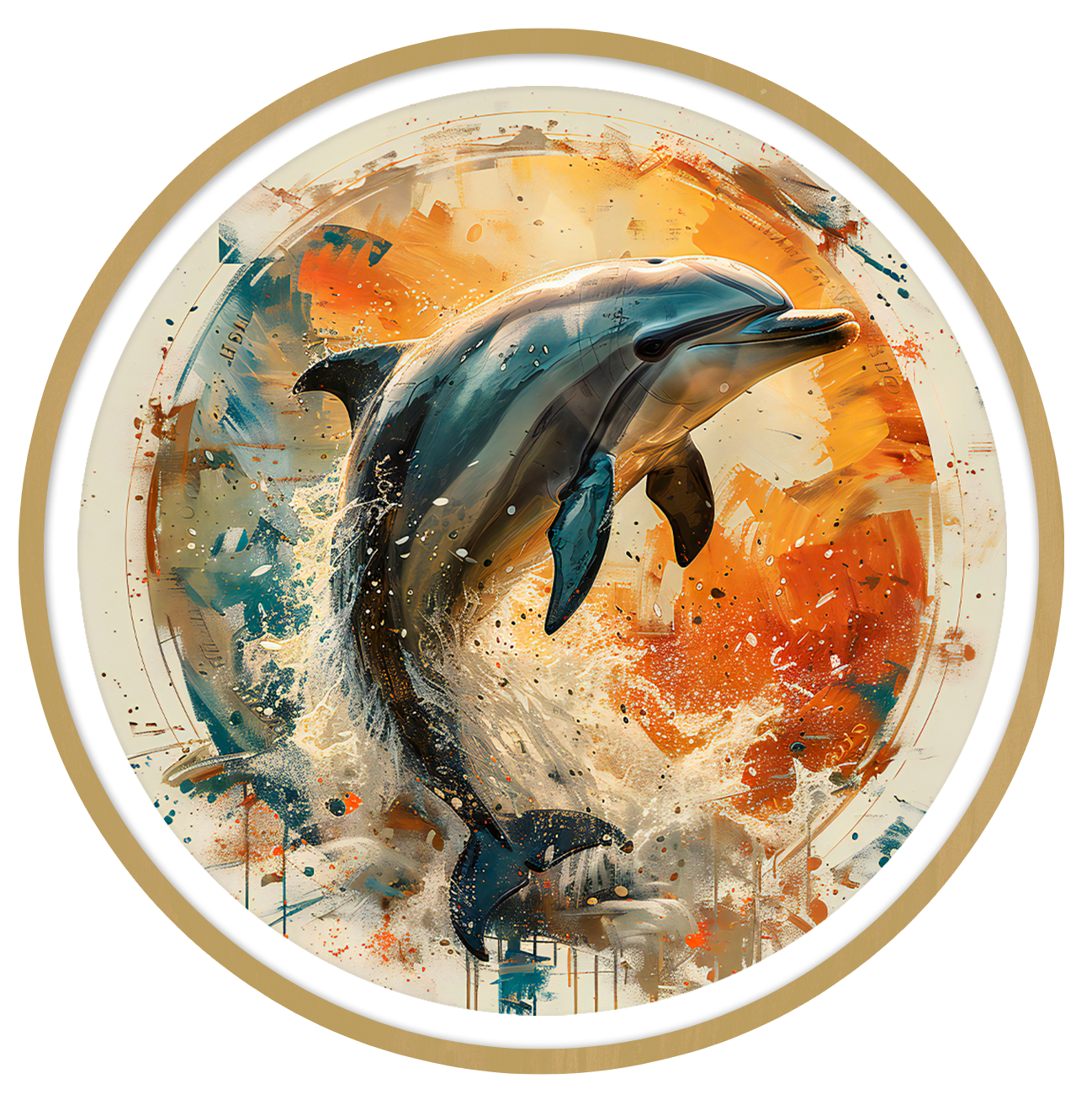 Dolphin round wall art