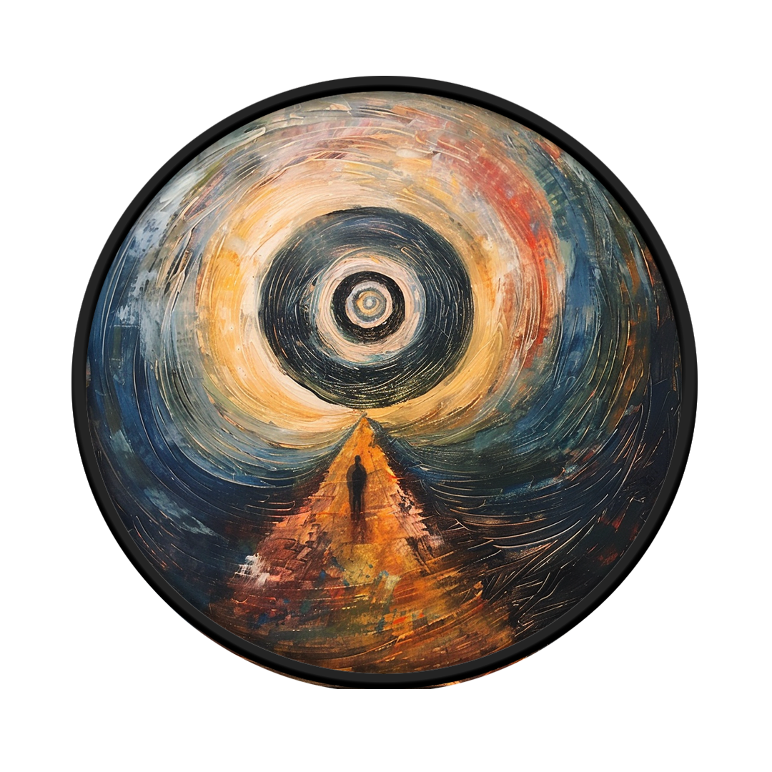 The eye of destiny framed round wooden frame by Gonz.Art