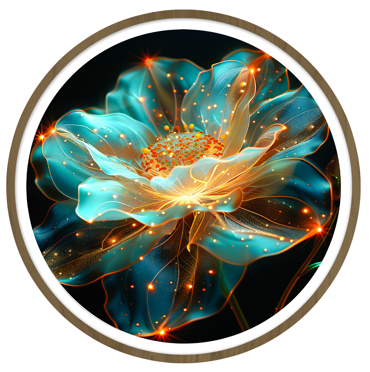 Luminous flora round wall art