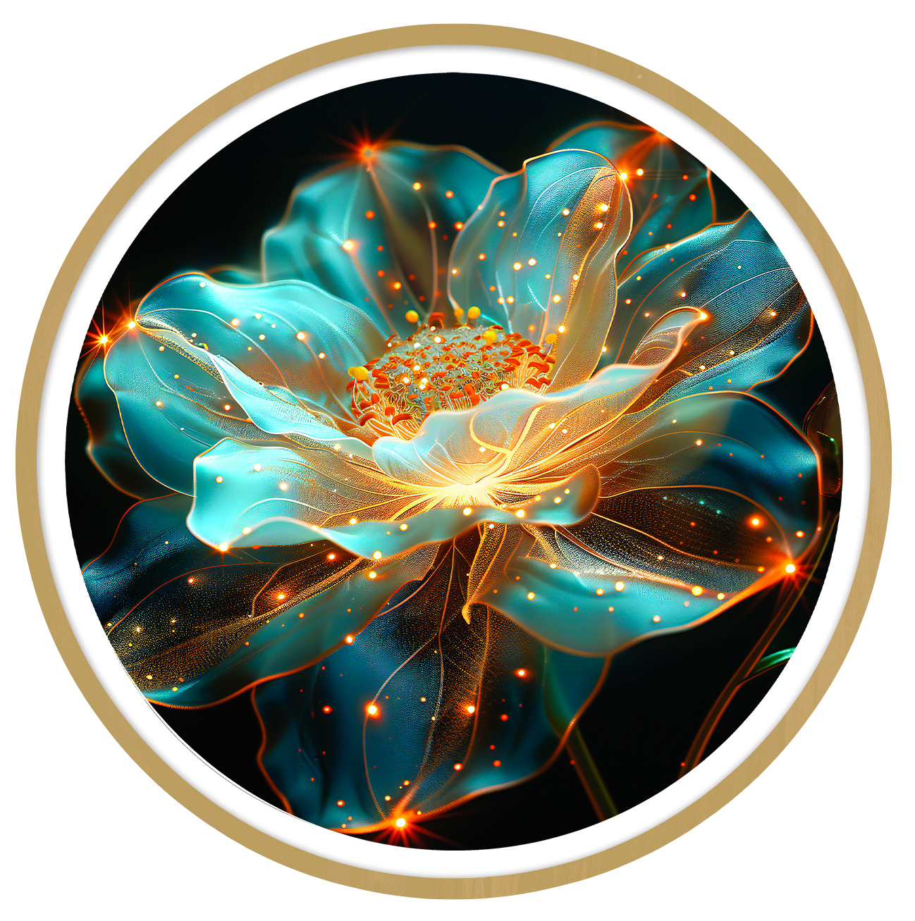 Luminous flora round wall art