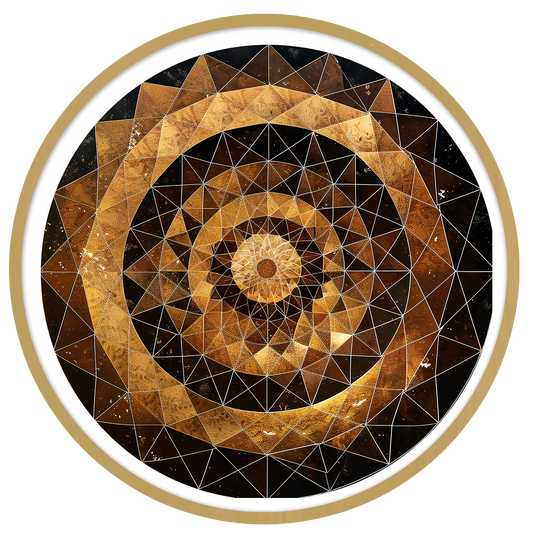 Geometric crescendo framed round wooden frame by Gonz.Art
