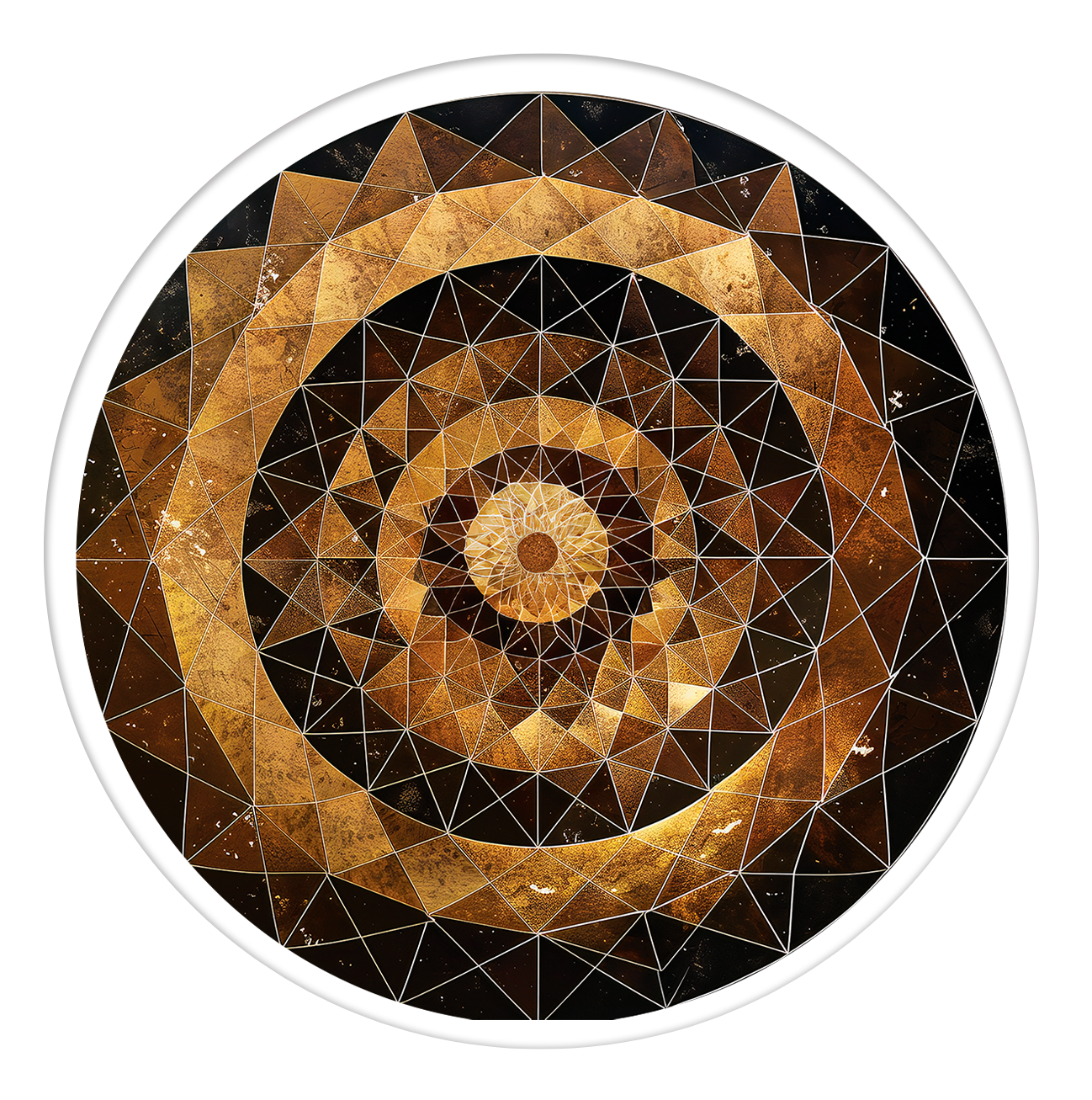 Geometric crescendo framed round wooden frame by Gonz.Art