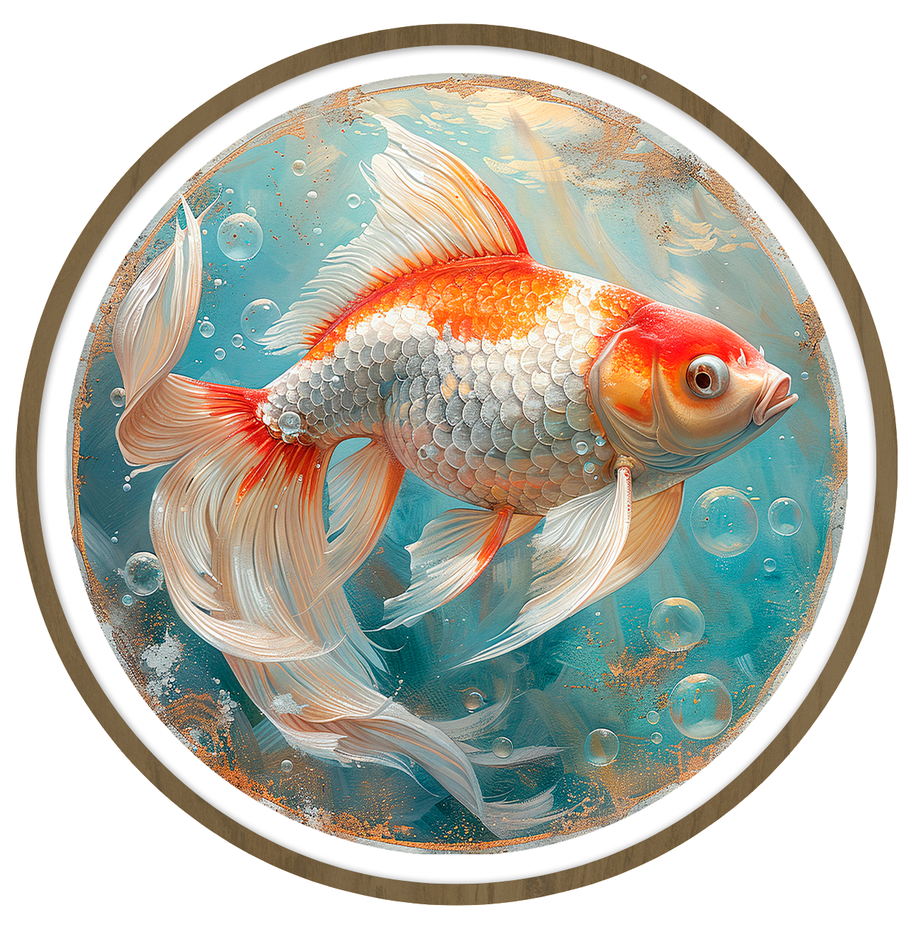 Golden Fish round wall art