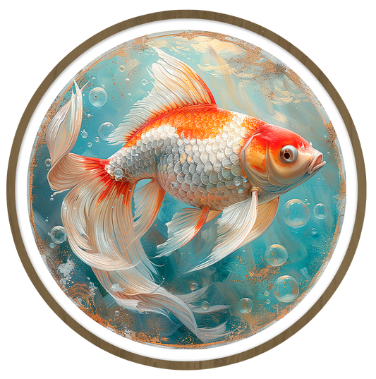 Golden Fish round wall art