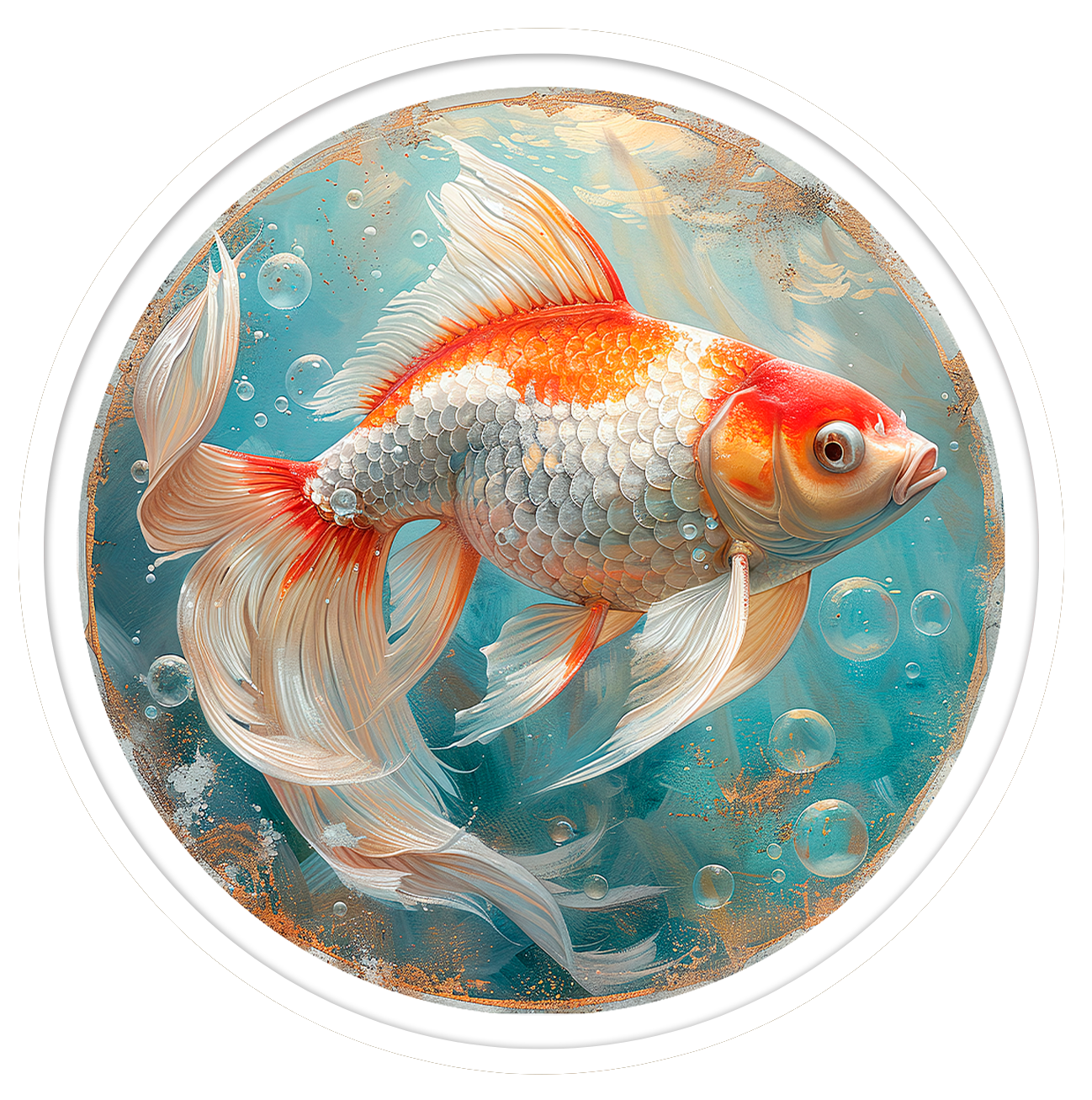 Golden Fish round wall art