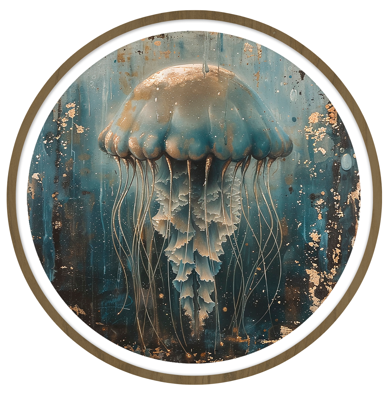Jellyfish round wall art