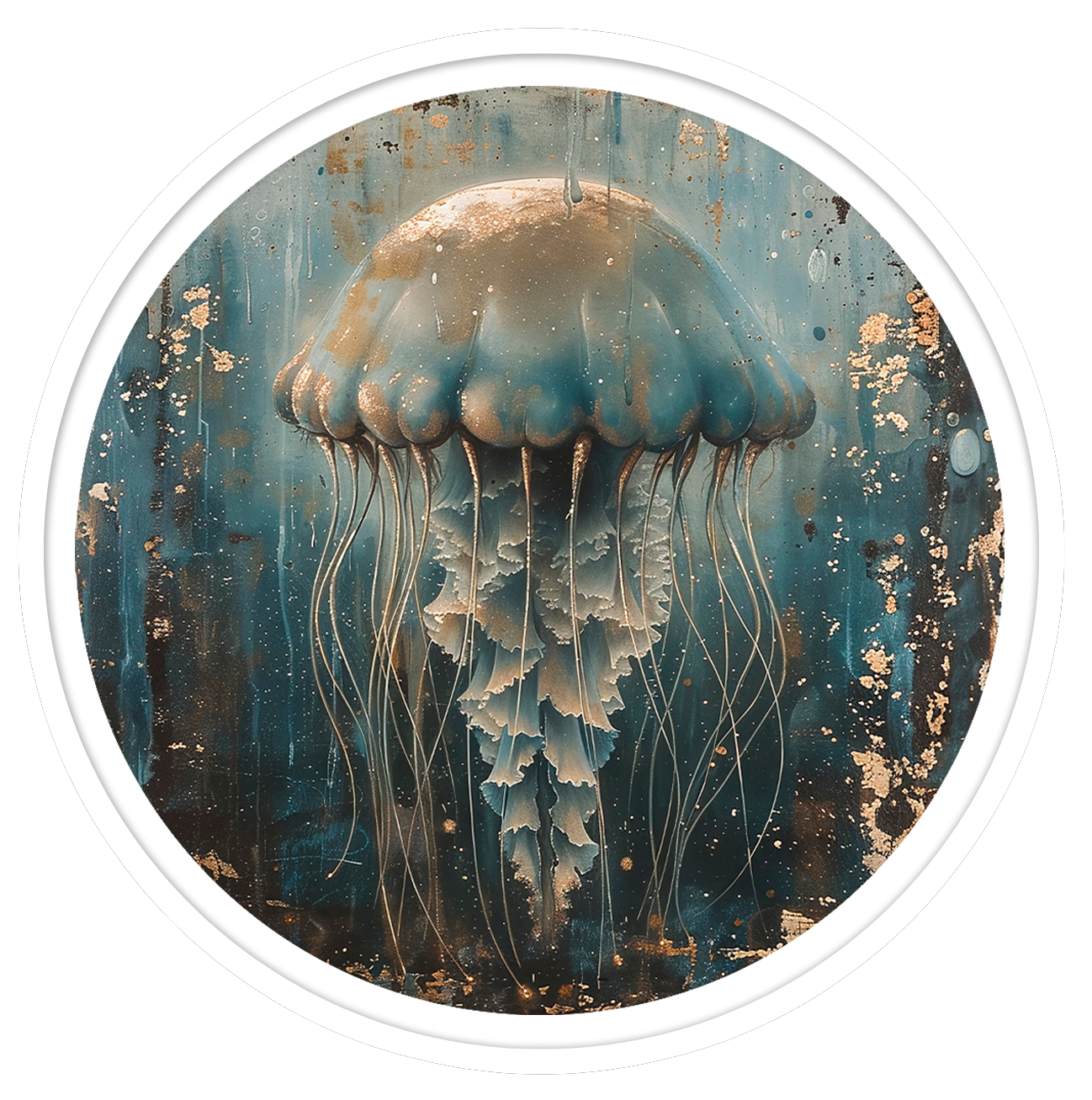 Jellyfish round wall art