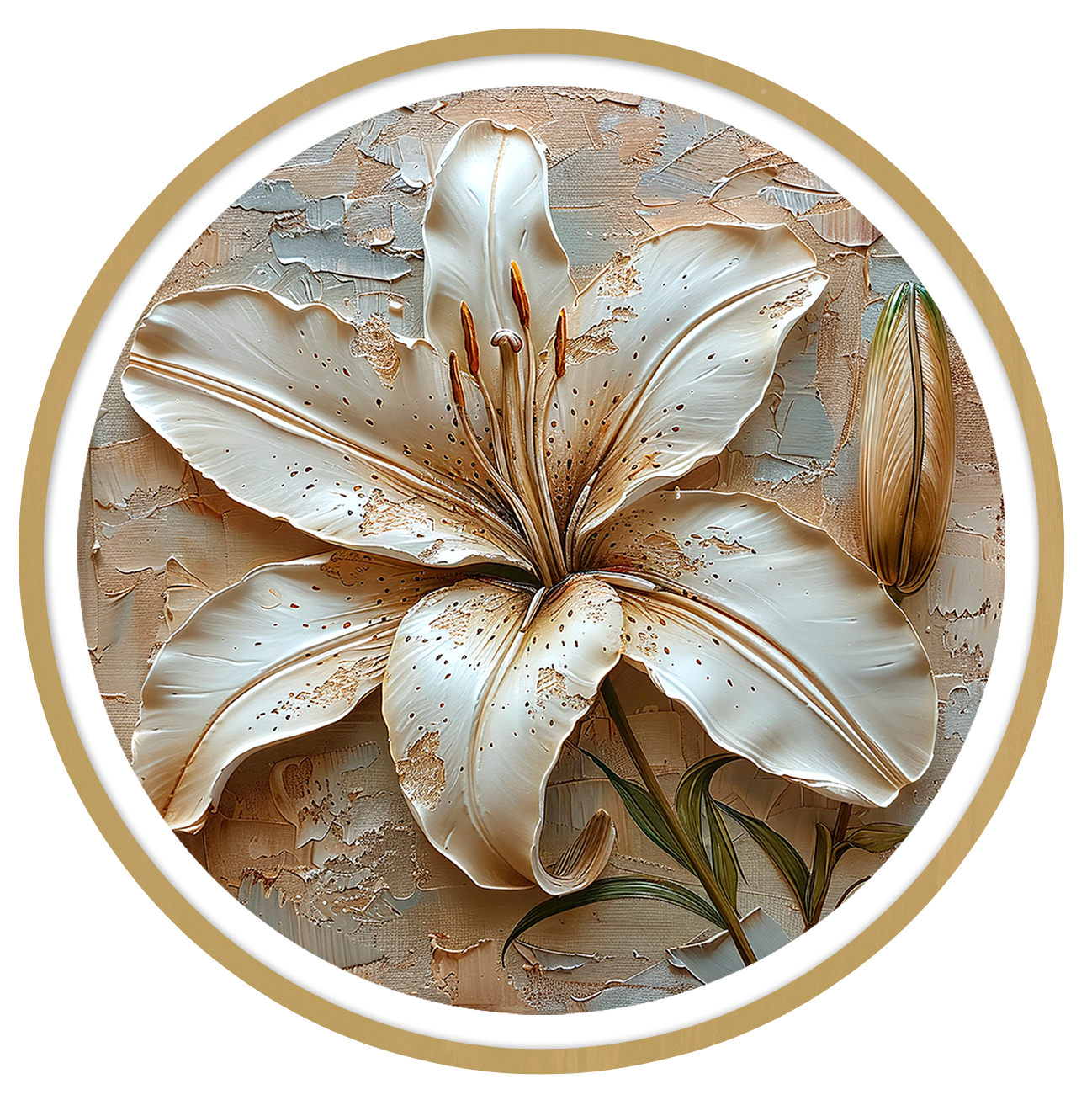 Lily flower round wall art