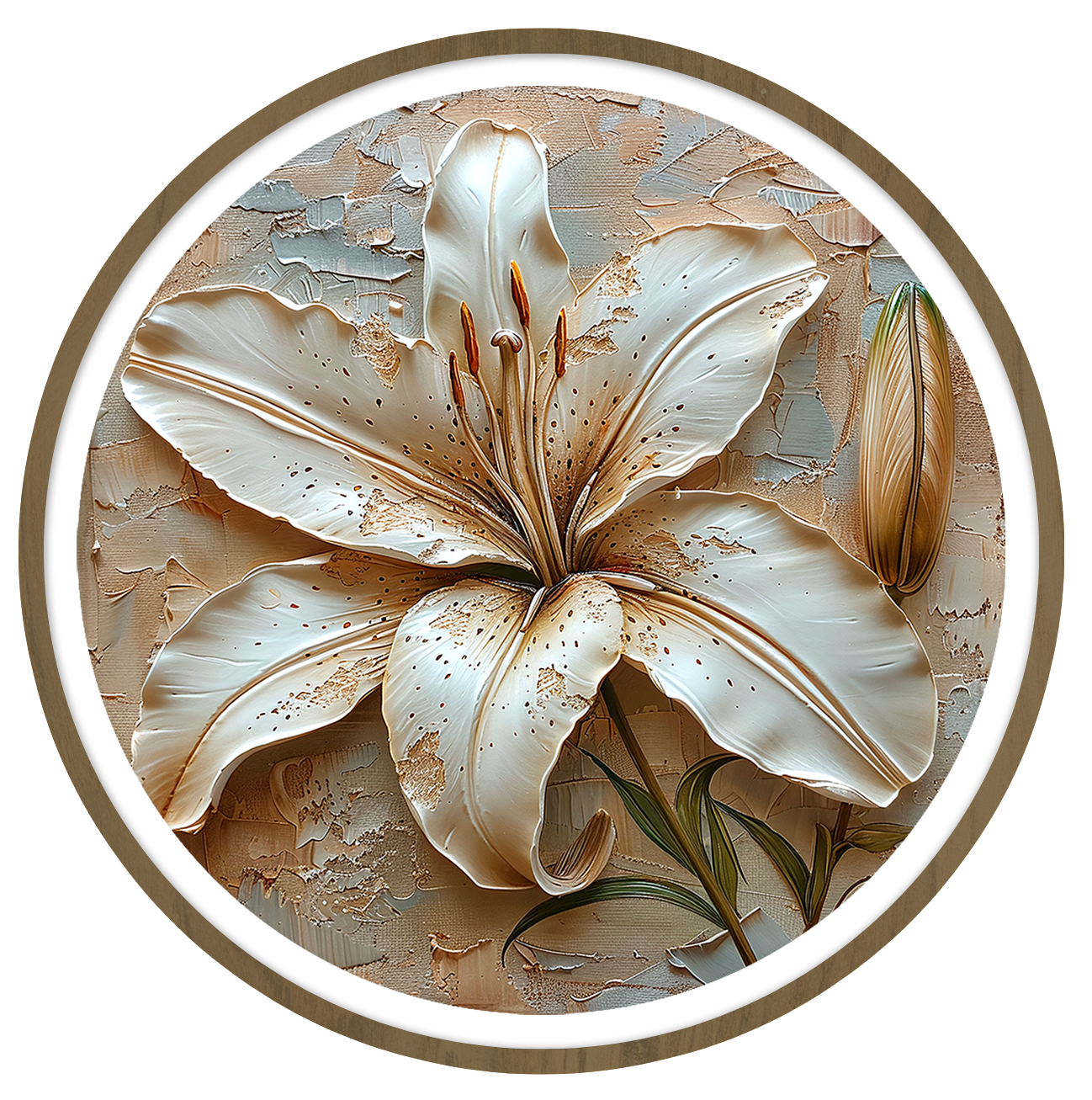 Lily flower round wall art
