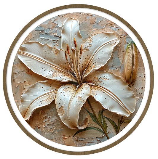 Lily flower round wall art