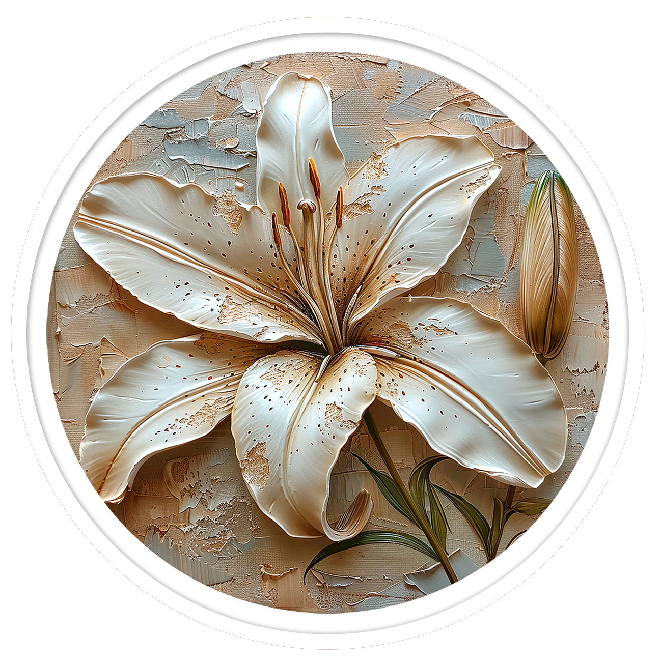 Lily flower round wall art