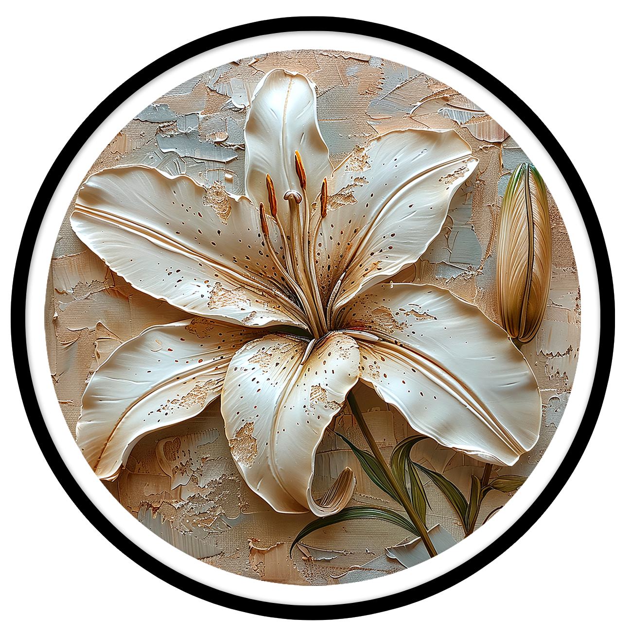 Lily flower round wall art